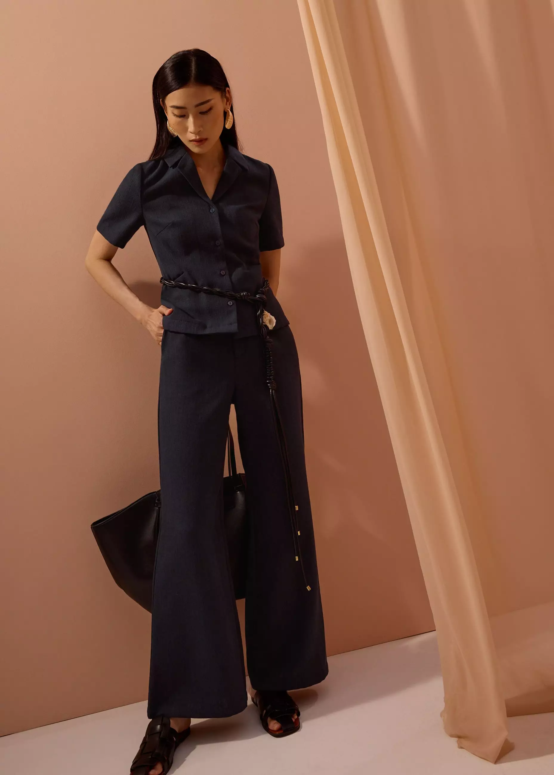Celana Panjang Wanita - Leggy™ Pvara Textured Flare Pants