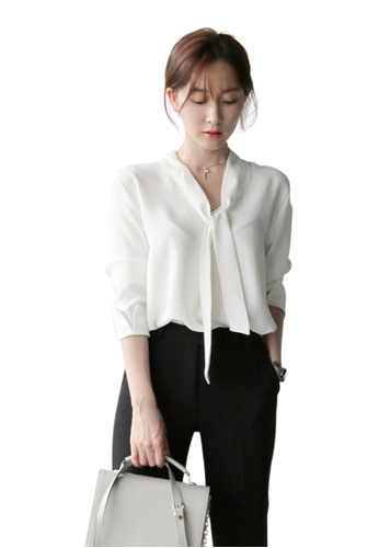 Buy Sunnydaysweety New White Chiffon Blouse Ua031302 Online Zalora Malaysia