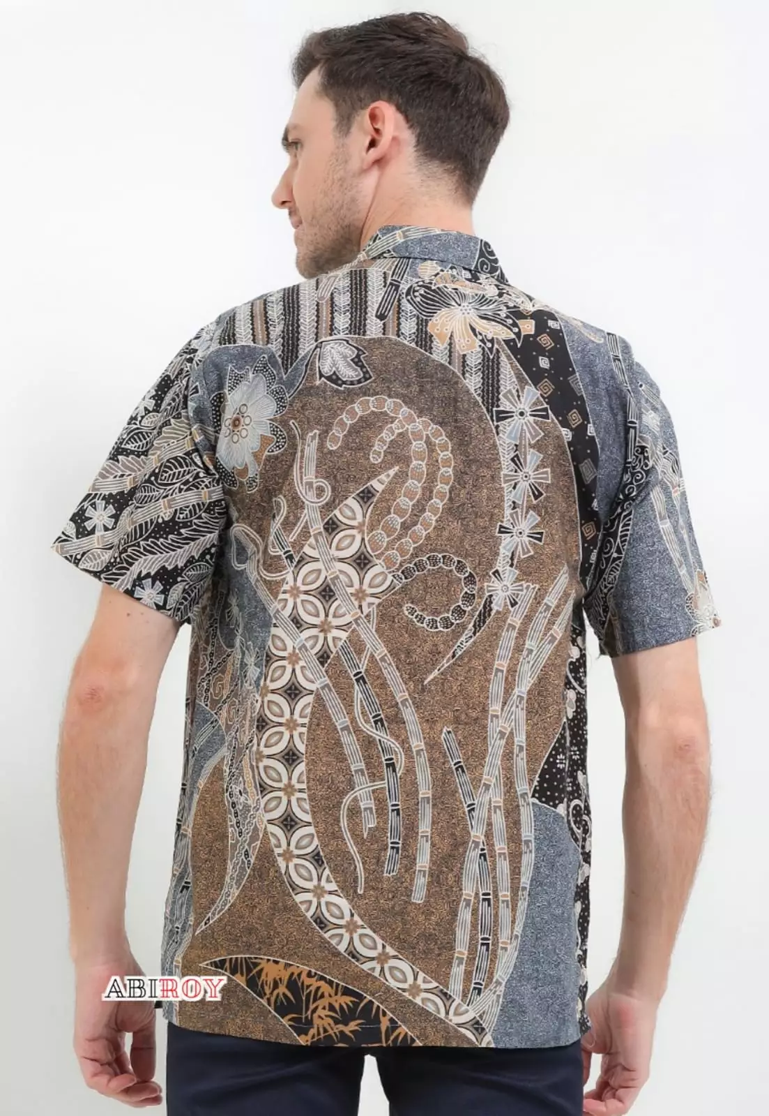 Pringawarsa Abu Abu Magneta Kemeja Batik Pria Premium Slimfit Lengan Pendek NLN