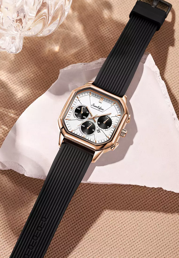 Jam Tangan Wanita Korea Elegan Tanggal Tali Silikon Kuarsa Jam Tangan Cewek Original B004 white