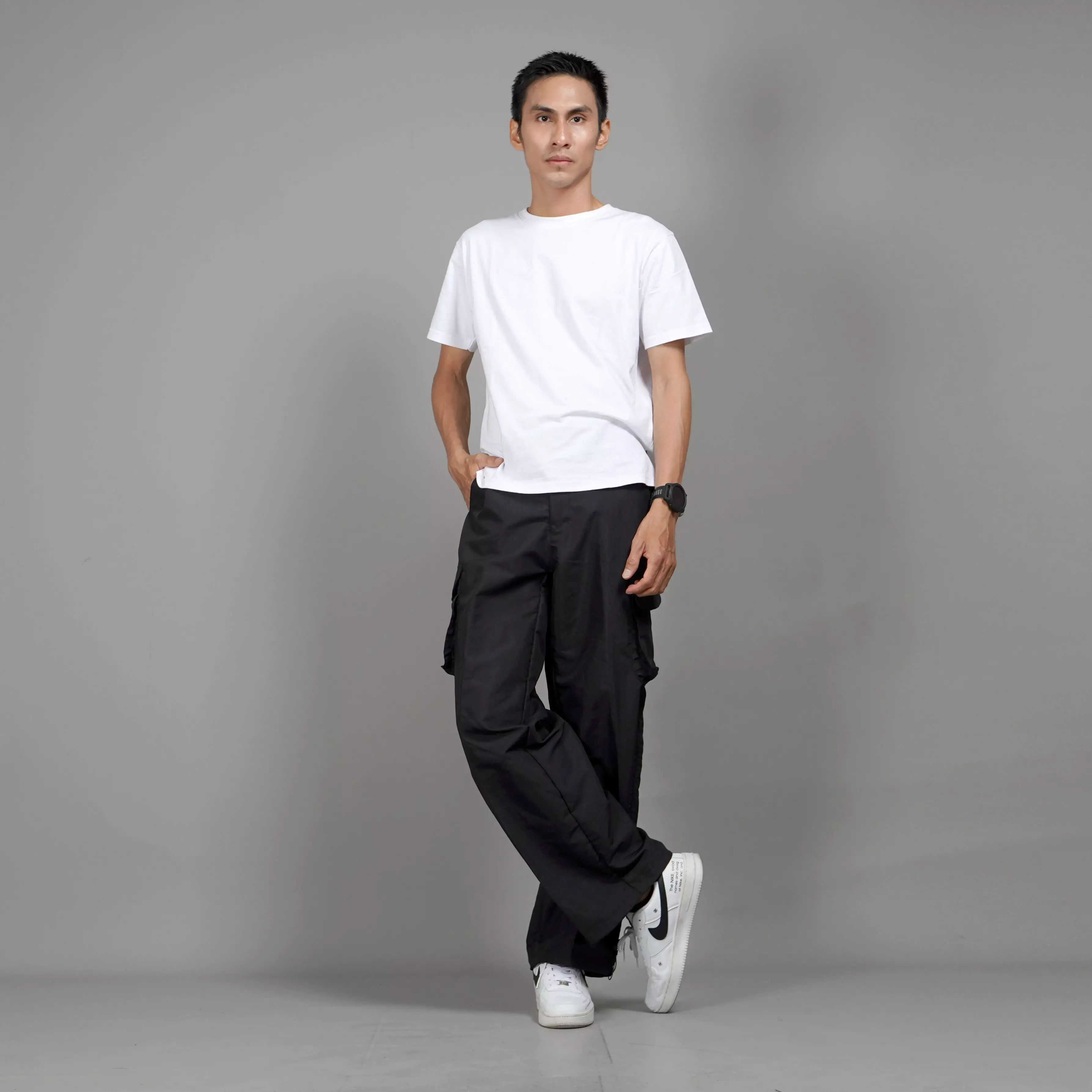 REAGAN Celana Cargo Pants Pria Celana Kargo Pria - HITAM
