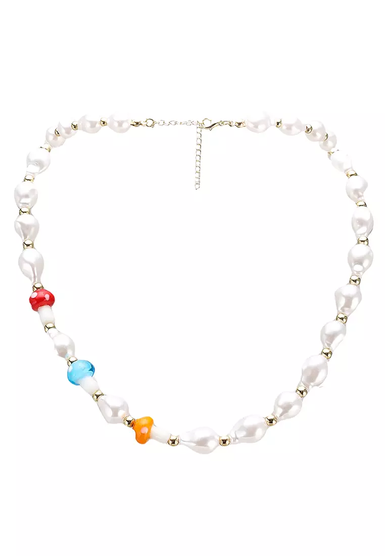 Red hot sale pearls necklace