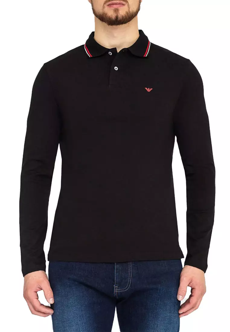 Mens armani long sleeve polo sale