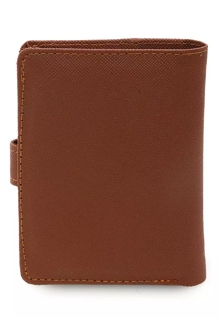 Jareth Dompet Wanita Motif Polos Simple Pengait Slot - Coklat