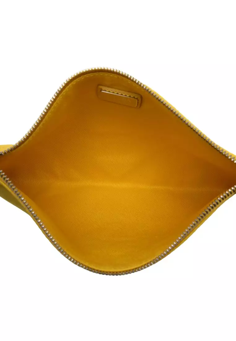 Pre-Loved Prada Embossed Logo Canvas Wristlet Clutch