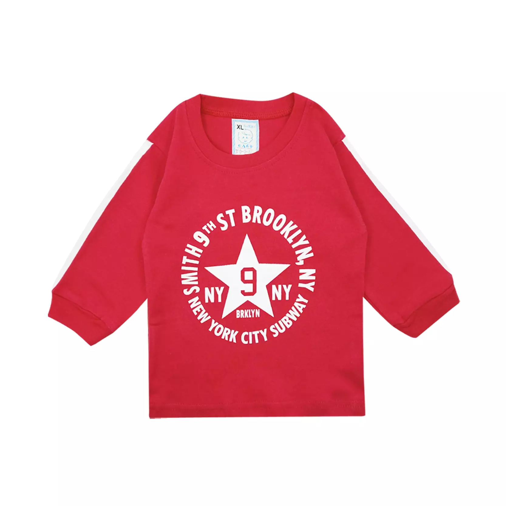 Wakakids Baju Lengan Panjang Setelan Celana Jogger Piyama Anak Laki Laki Usia 12 Bulan Hingga 18 Bulan Motif Brooklyn NY 3014 Merah