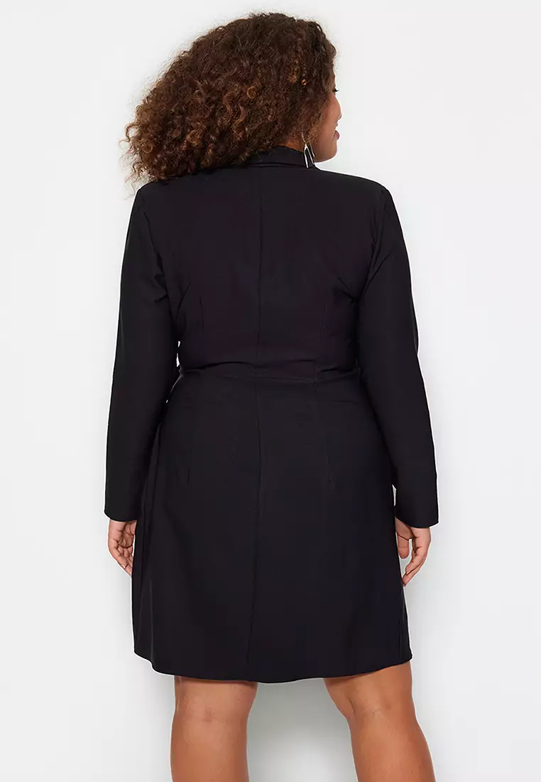 Plus Size Collared Wrap Mini Dress