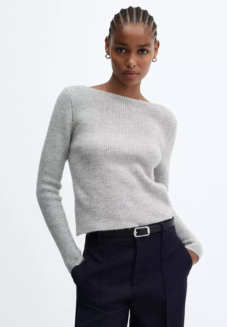 Ribbed boat hot sale neck sweater