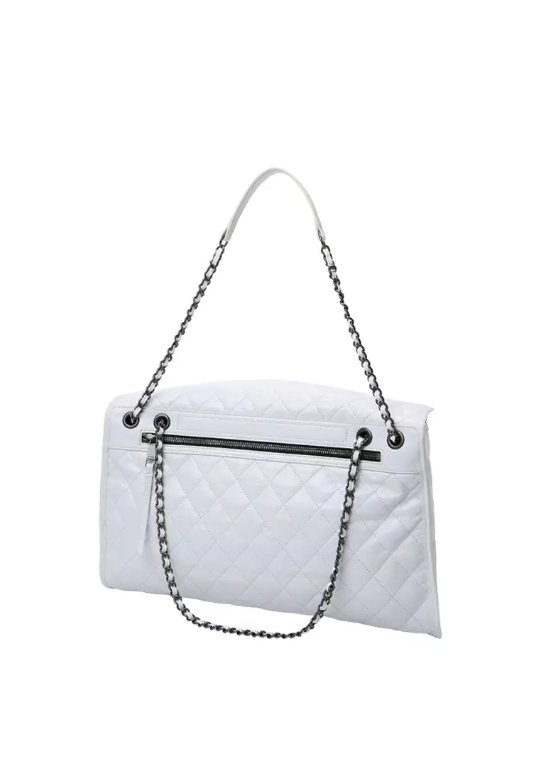 CUBE-II Large Chain Crossbody Bag - White