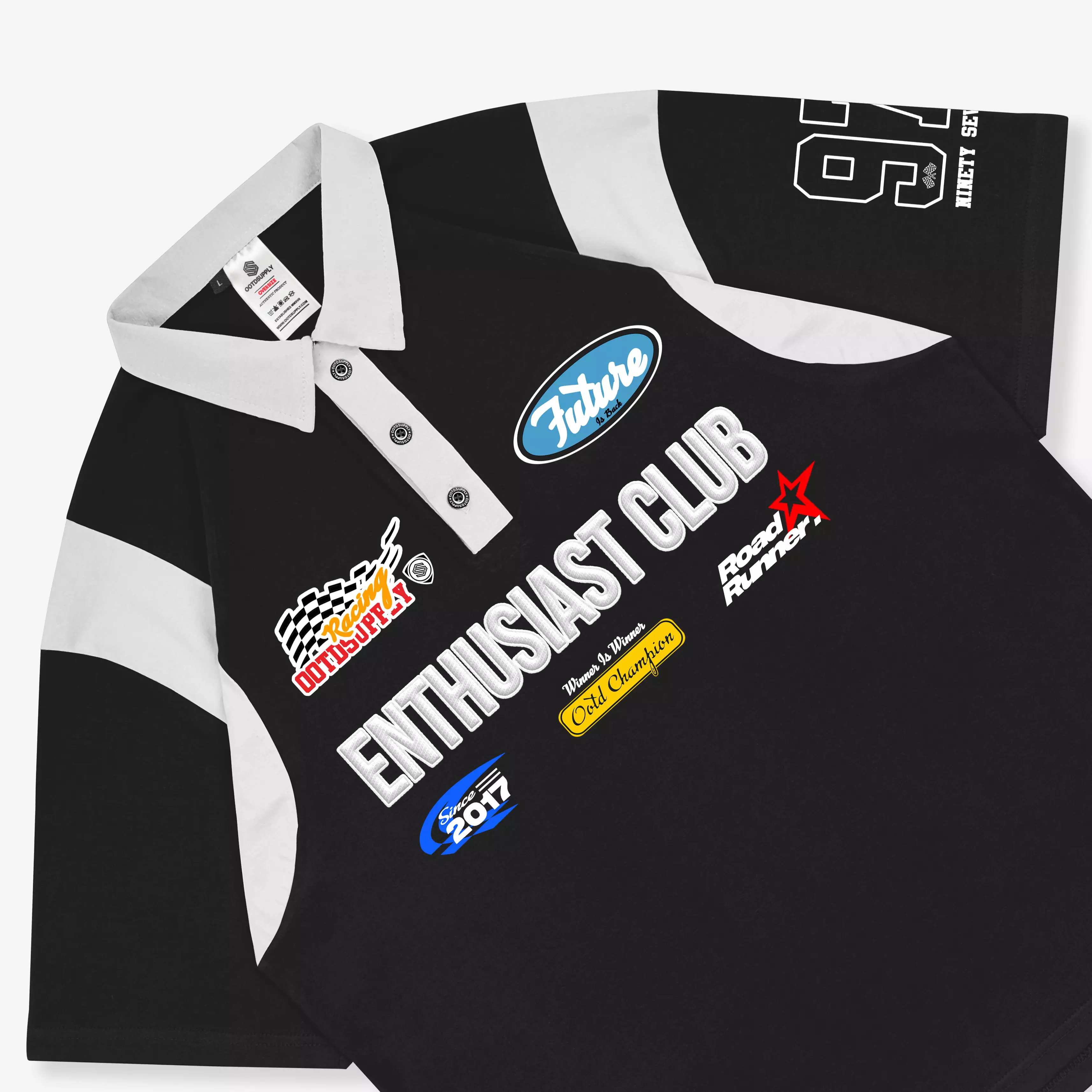 OOTDSUPPLY Oversize Rugby Polo Shirt OOTD Runner Combination | Kaos Polo Pria dan Wanita OVZ-PSR030