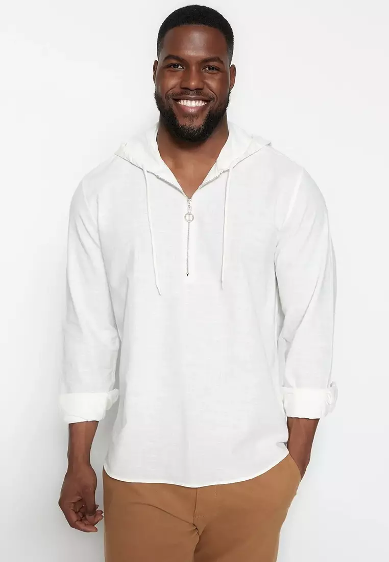 Zipper Hooded Shirt