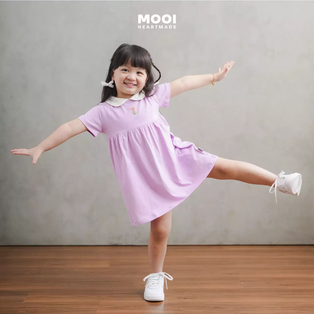 Mooi Dress Anak Perempuan Sera Dress - Green Glow