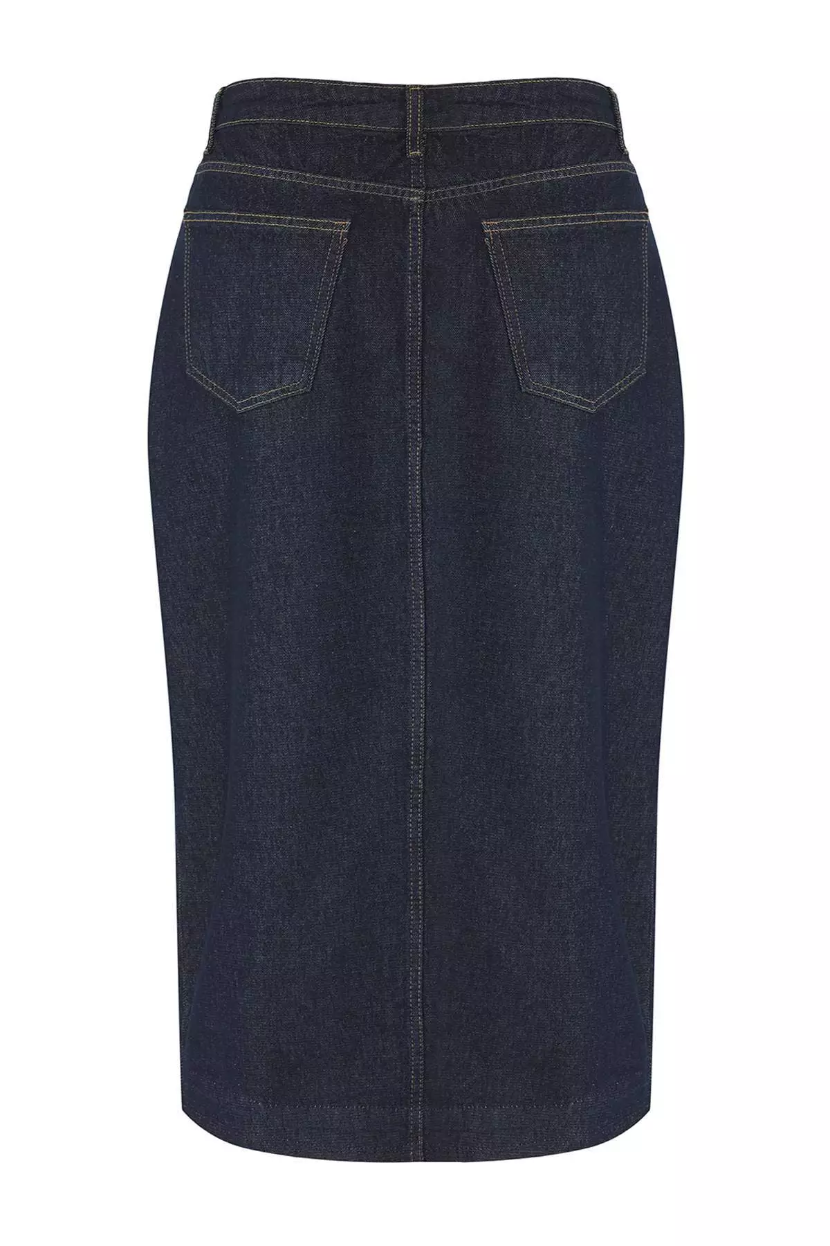 Plus Size High Waist Denim Midi Skirt