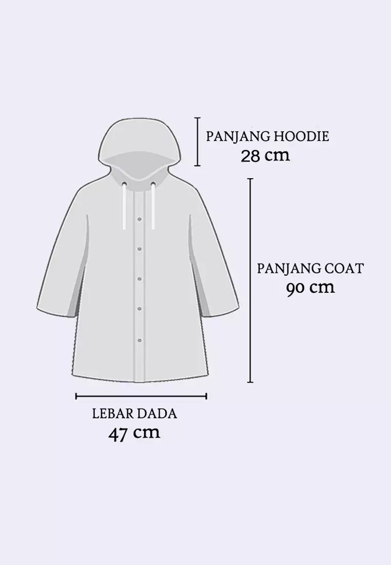 Wakakids Jas Hujan Anak Mantel Terusan Rain Coat Polos Semi Transparan Venhs Biru