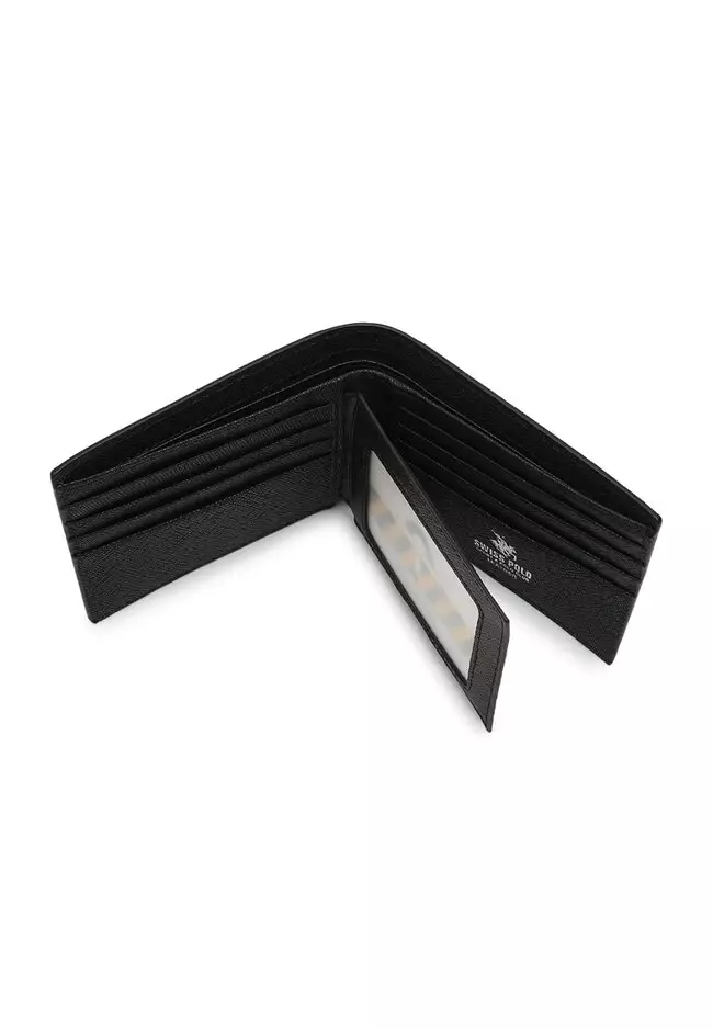 Genuine Leather RFID Short Wallet - Black