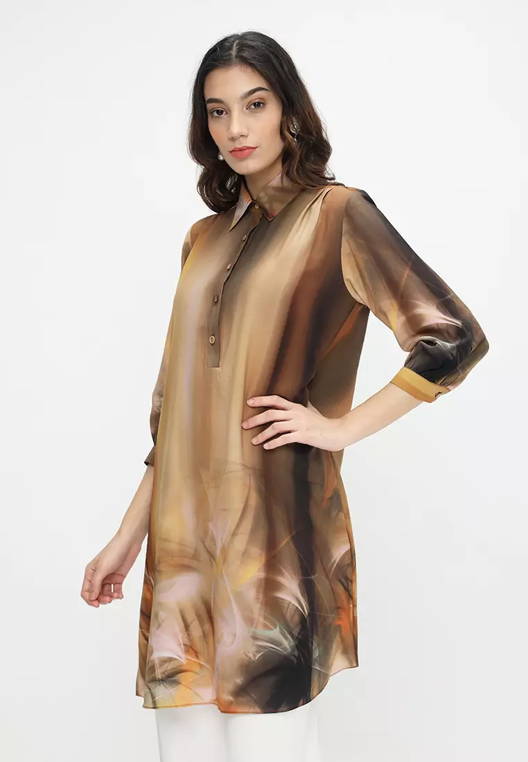Tunik Abtrack Brown By Brilliant Girl Warna COKLAT