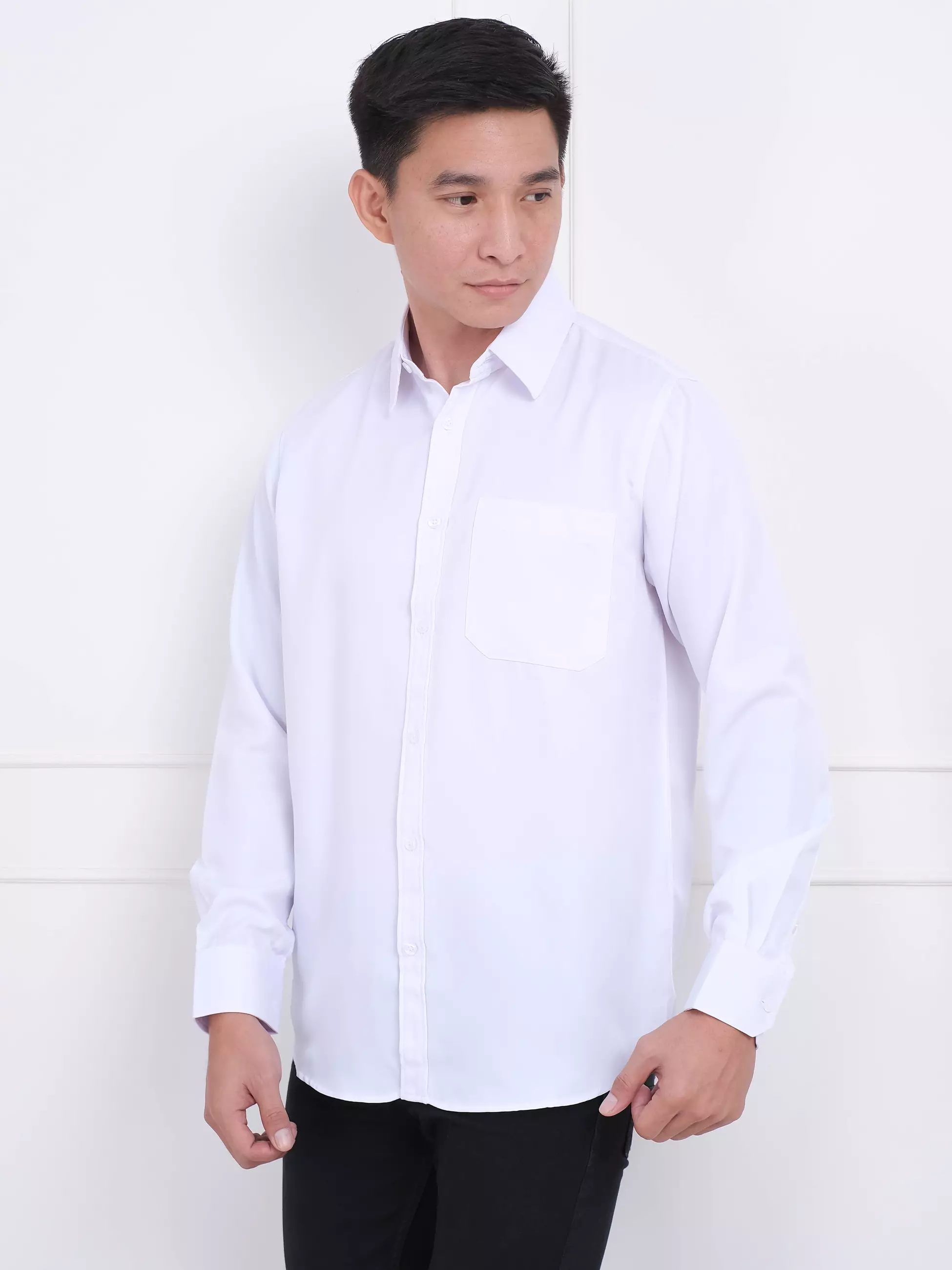 Andre Michel Kemeja Polos Lengan Panjang Putih 16490