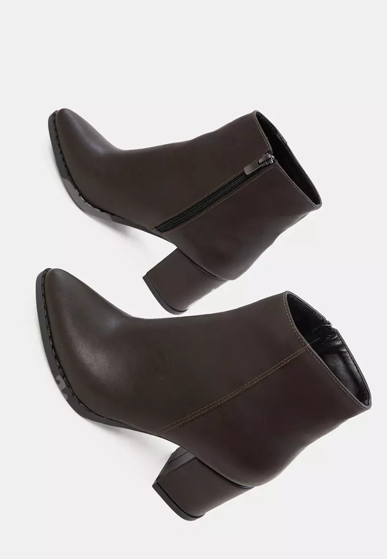Pointed Toe Heeled Ankle Boots