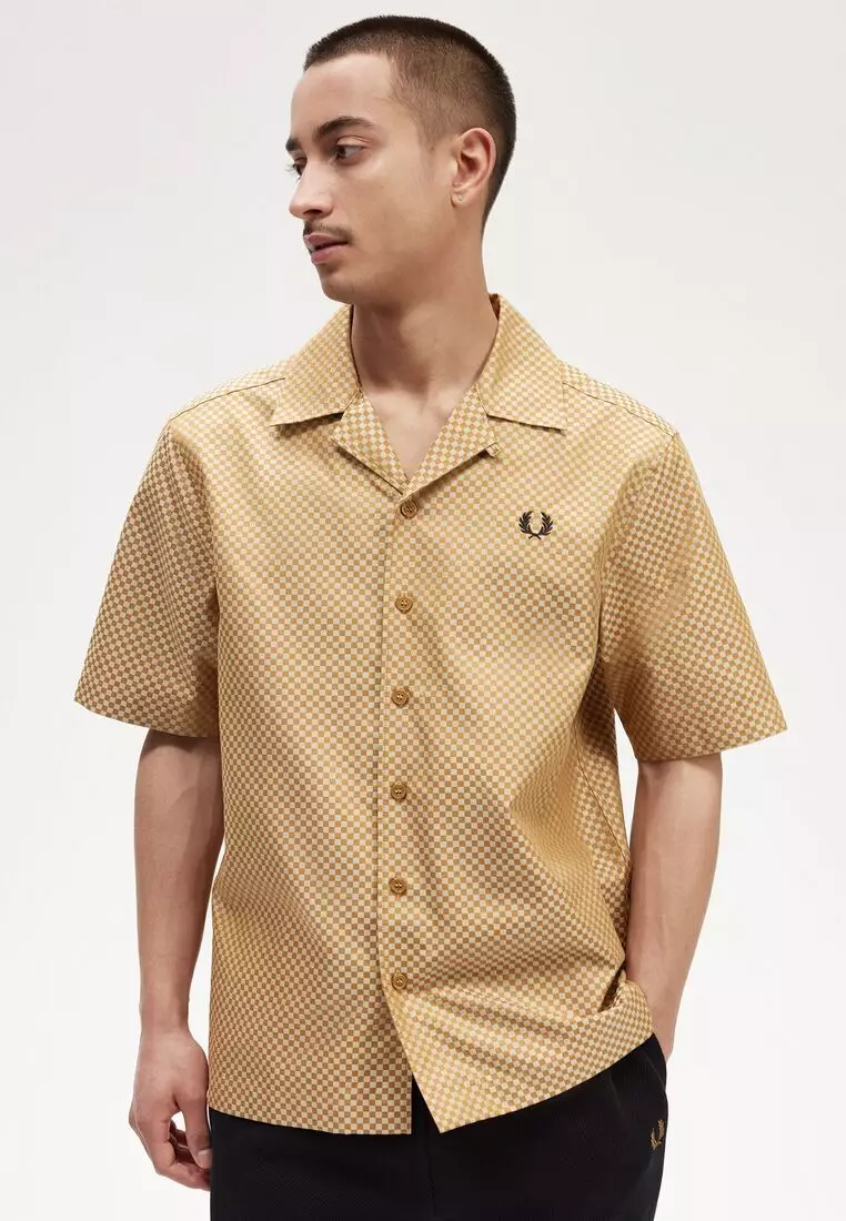 Buy Fred Perry Fred Perry M6593 Chequerboard Revere Collar Shirt