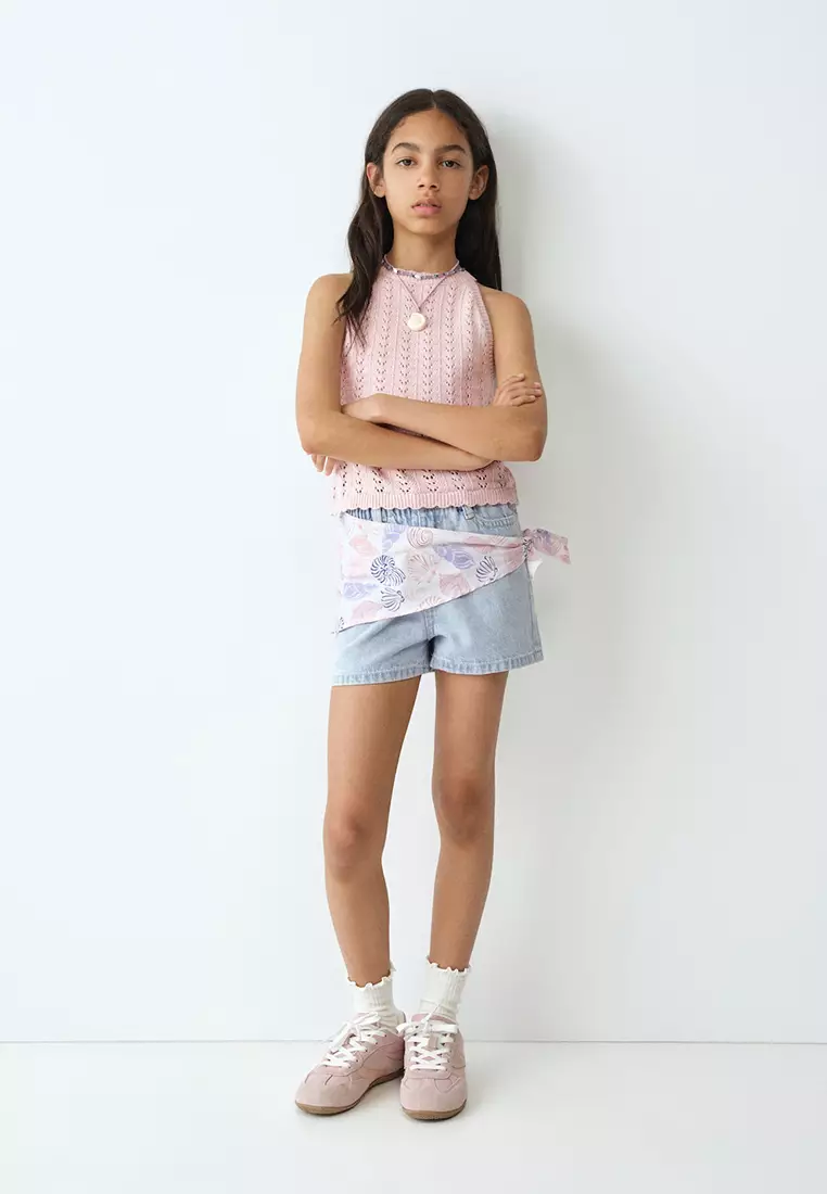 Scarf Detail Multi-Position Shorts