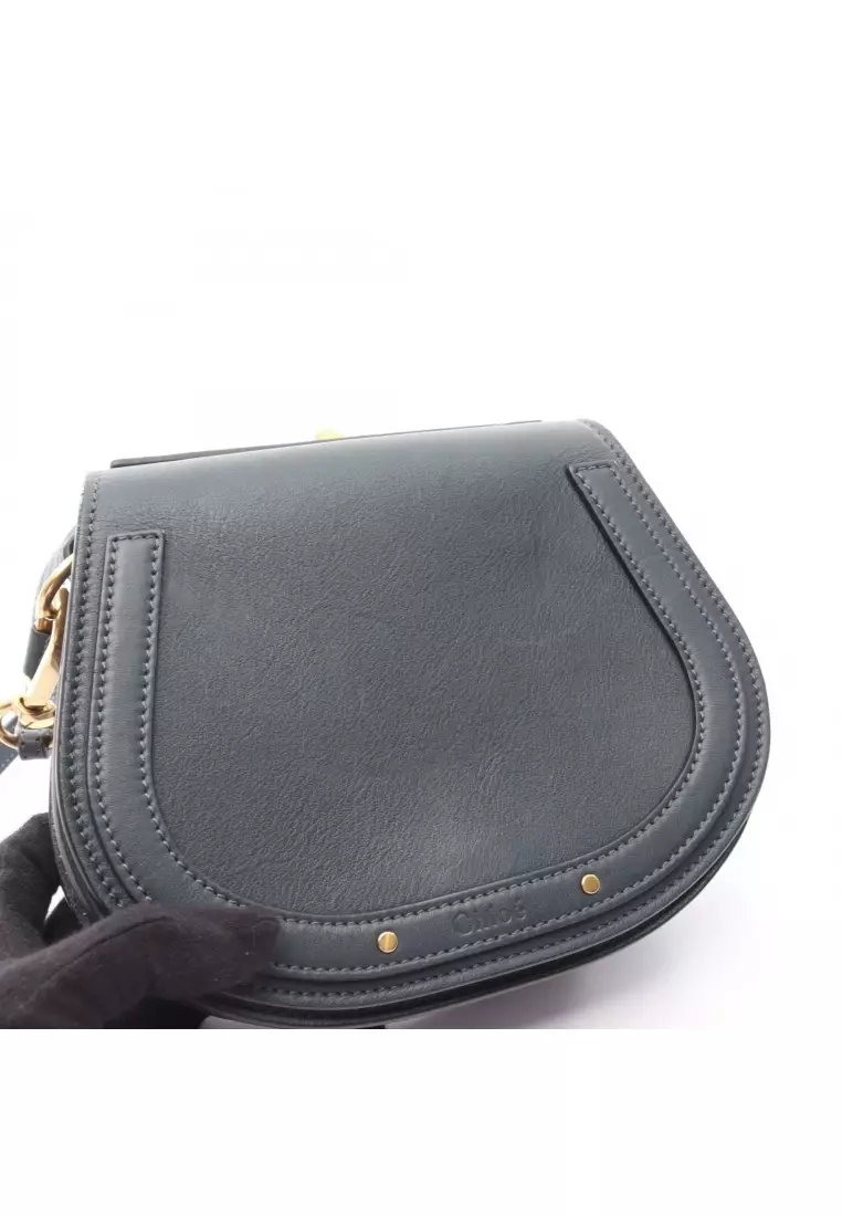 Pre-Loved Chloé Nil Small bracelet bag 2WAY Handbag leather Dark green