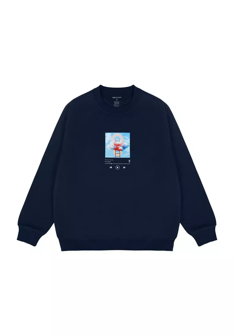 Greenlight Men's Jacket Crewneck Sweatshirt Regular Fit Fleece Sky Playlist OL-C080425