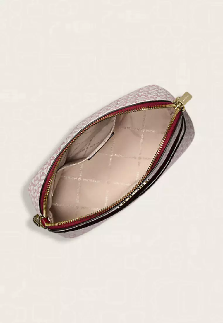 Michael Kors Jet Set Travel Medium Signature Logo Dome Crossbody Bag Cherry Multi