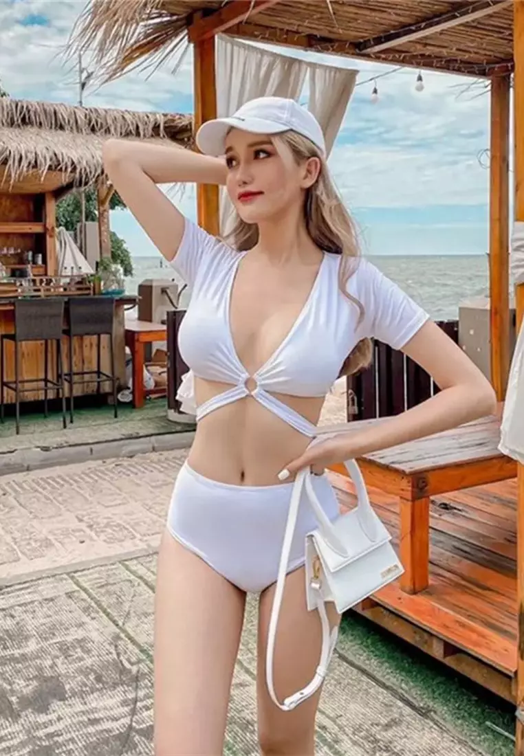 White two cheap piece bikini