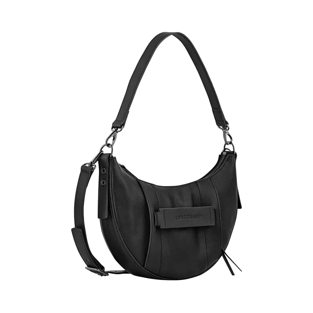 3D Small Half Moon Crossbody Bag Black