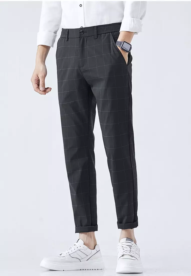 Slim Fit Check Suit Trousers