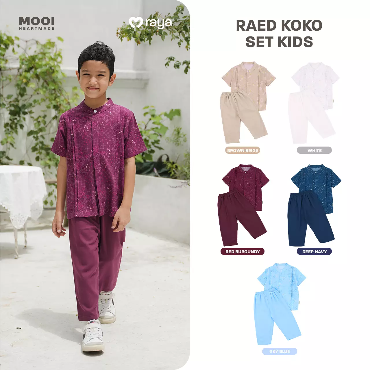 Mooi Raed Koko Set Setelan Koko Anak Raya Collection Zeina Series - Red Burgundy