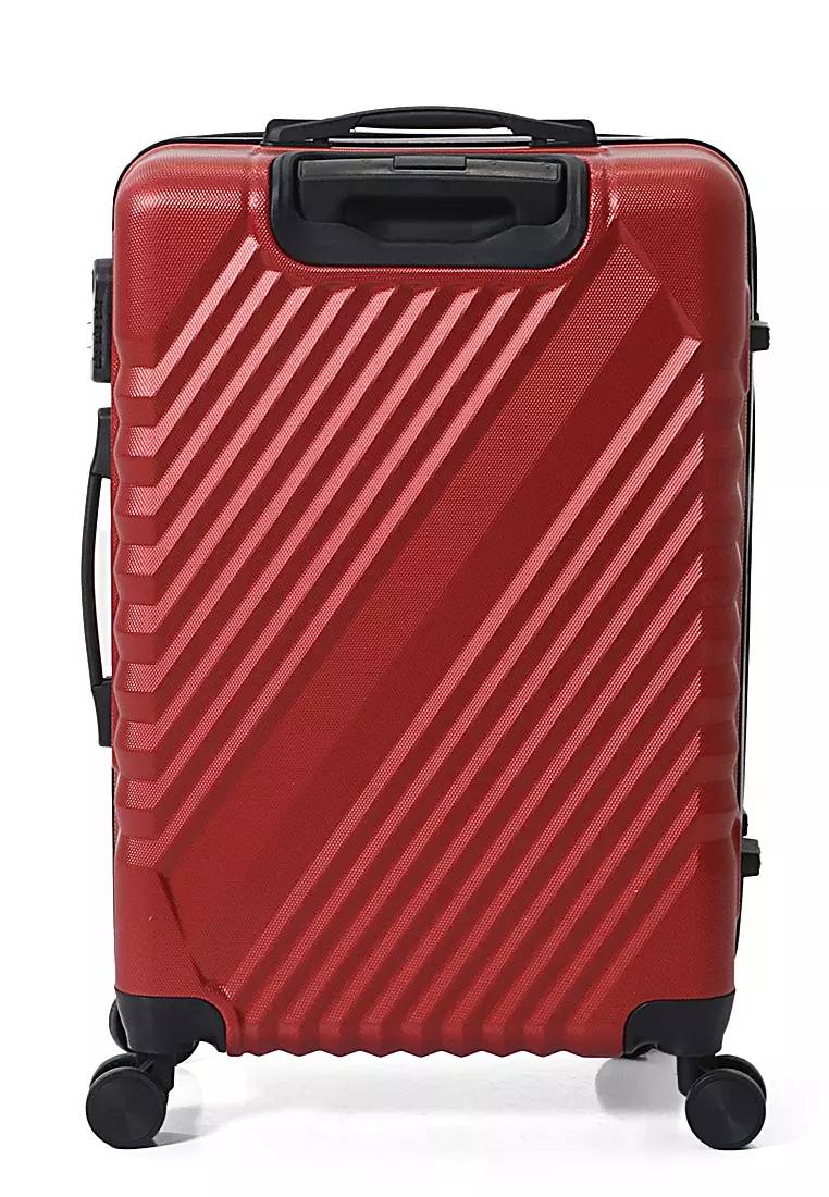 Isvara Tas Koper One Set Unisex Large Compartment Suitcase Number Code Locking Material Fiber ABS ORIGINAL - Maroon