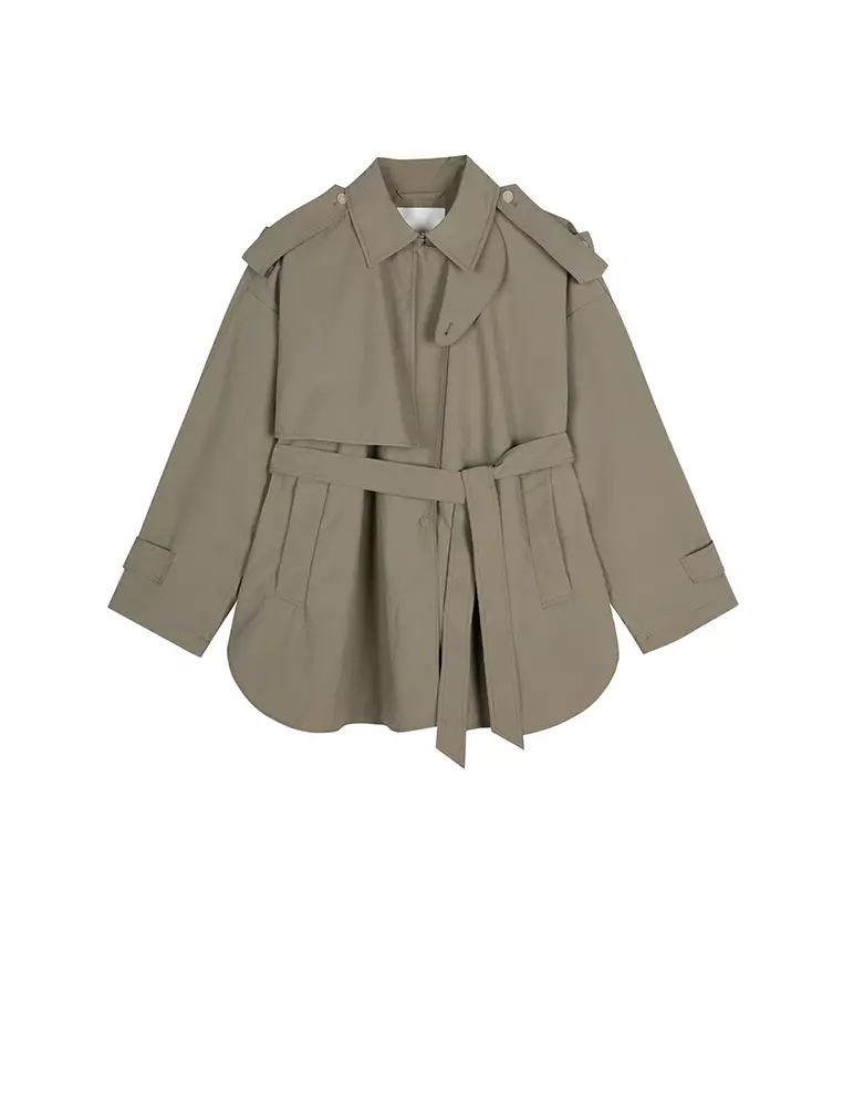 宽松长袖短款风衣