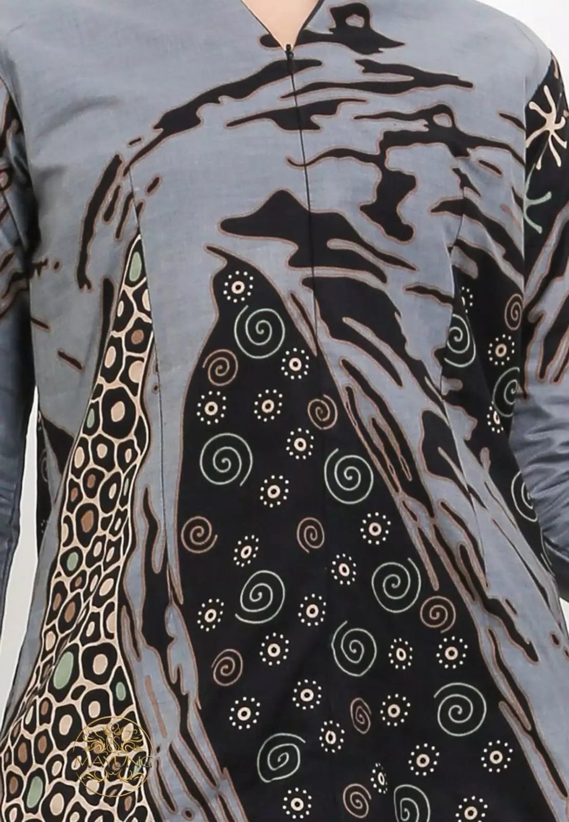 Blouse Batik Awandirga Abu Premium Slimfit Elegant