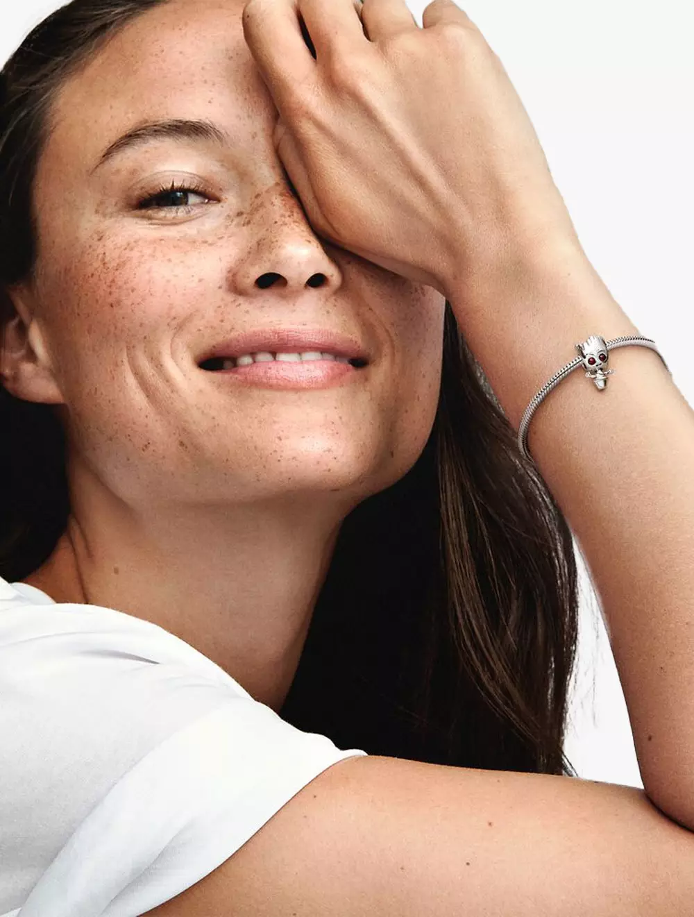 Marvel Baby Groot sterling silver charm with brown crystal