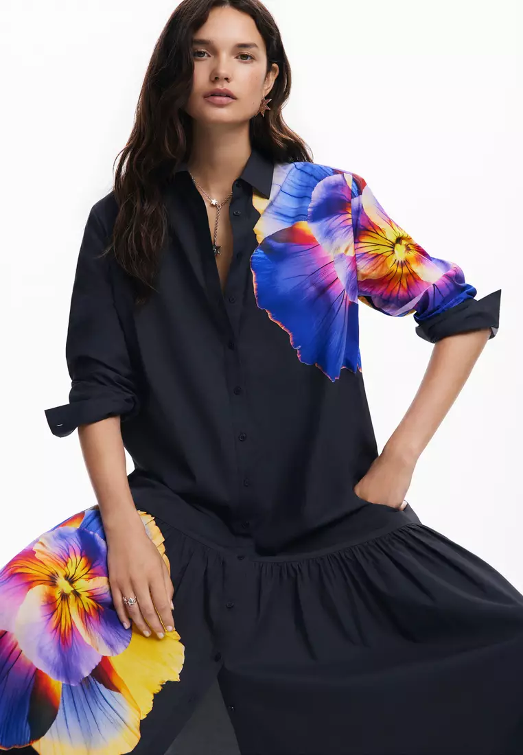 Desigual Woman Floral shirt dress M. Christian Lacroix.