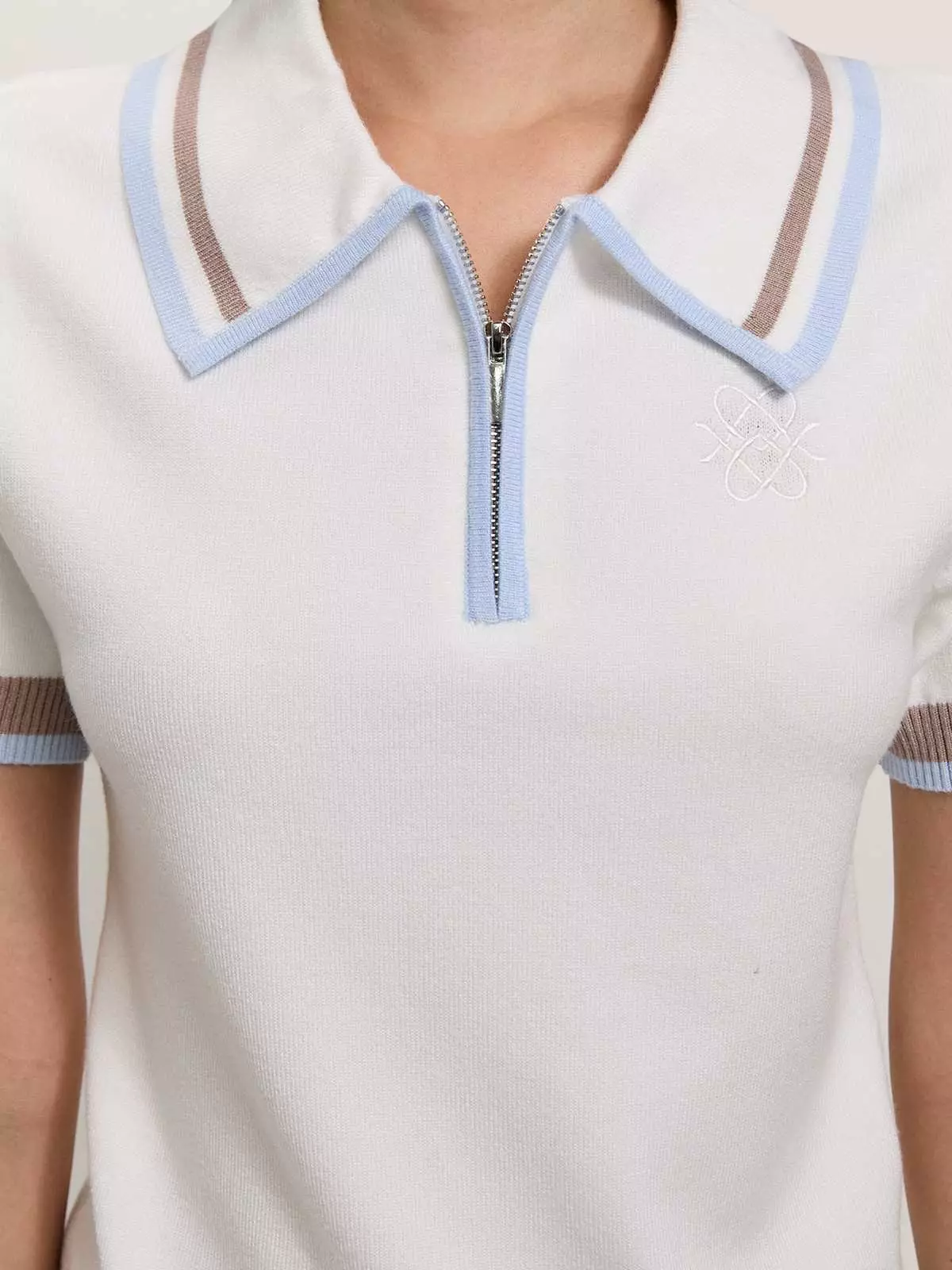 Polo Knit Top - White