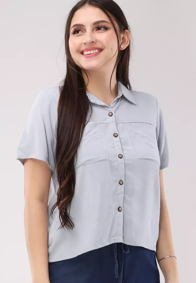 Soft Linen Woven Short Sleeves Blouse