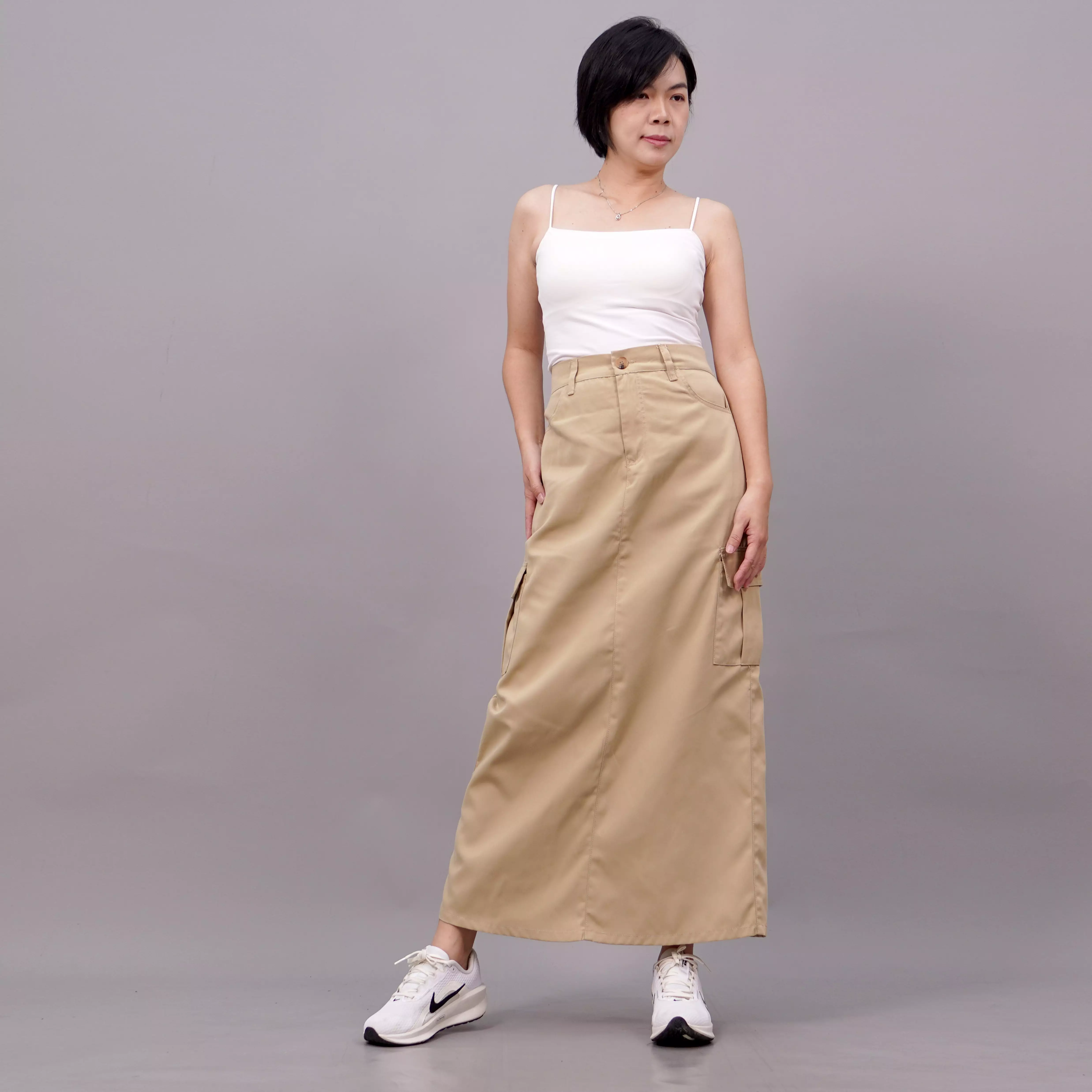 MAGGIE Rok Cargo Kekinian Rok Model Terbaru Rok Kargo - KREM