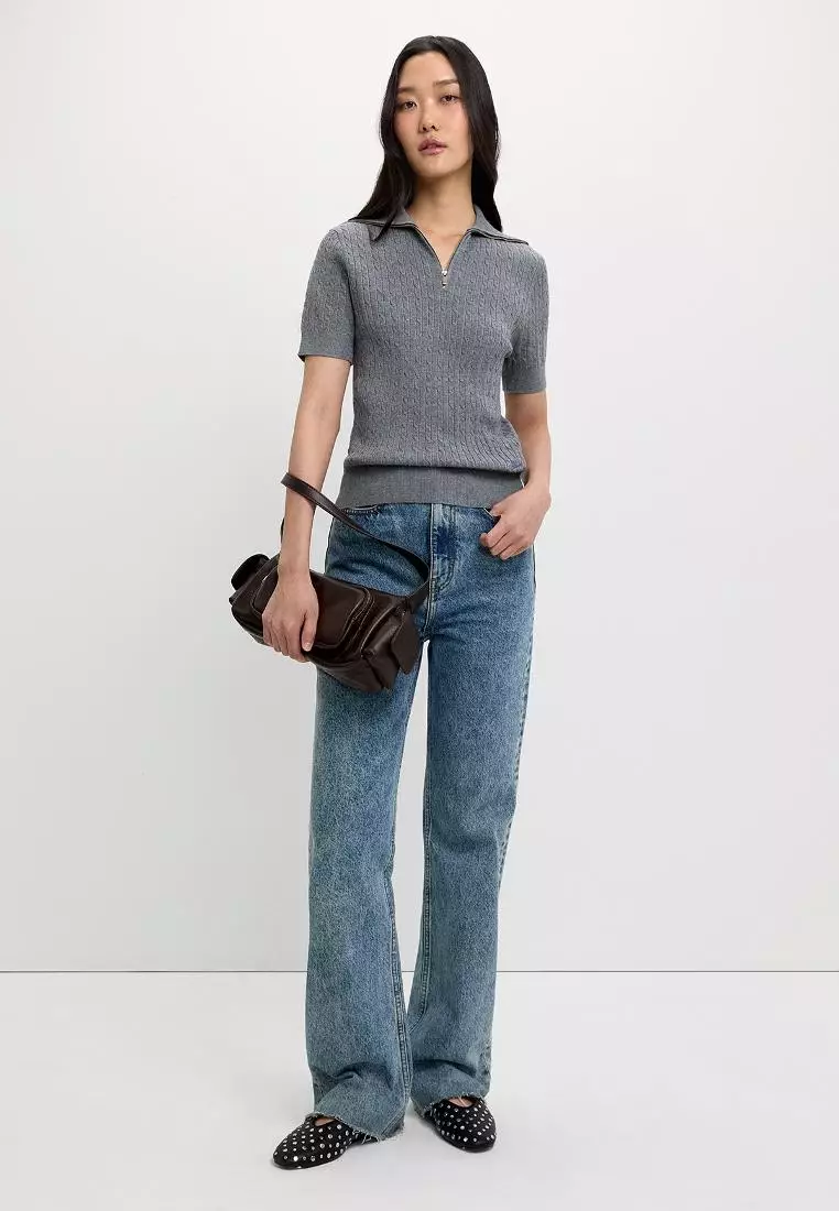 Cable Knitted Zip Top