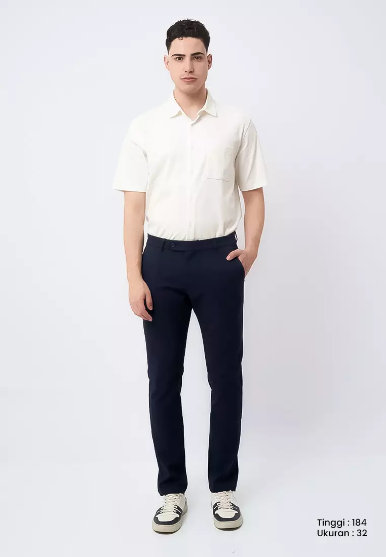 MANZONE - Celana Panjang Formal Pria Marc 03 Slim Fit - Navy Warna Navy