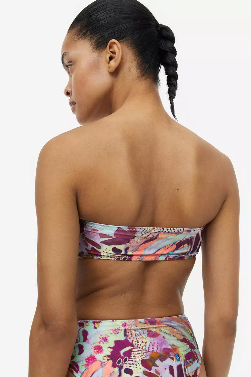 Buy H&M Padded bandeau bikini top in Green Light 2024 Online