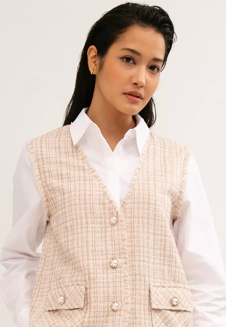 Buy Zalia Tweed Vest with Shirt Collar Online ZALORA Malaysia