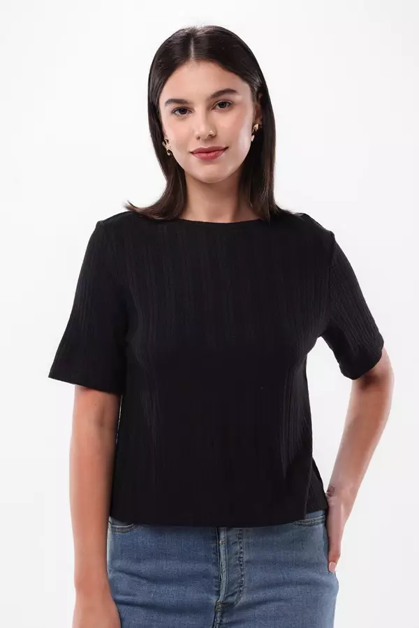 Minimal Jalla Rib Crop Top - Black