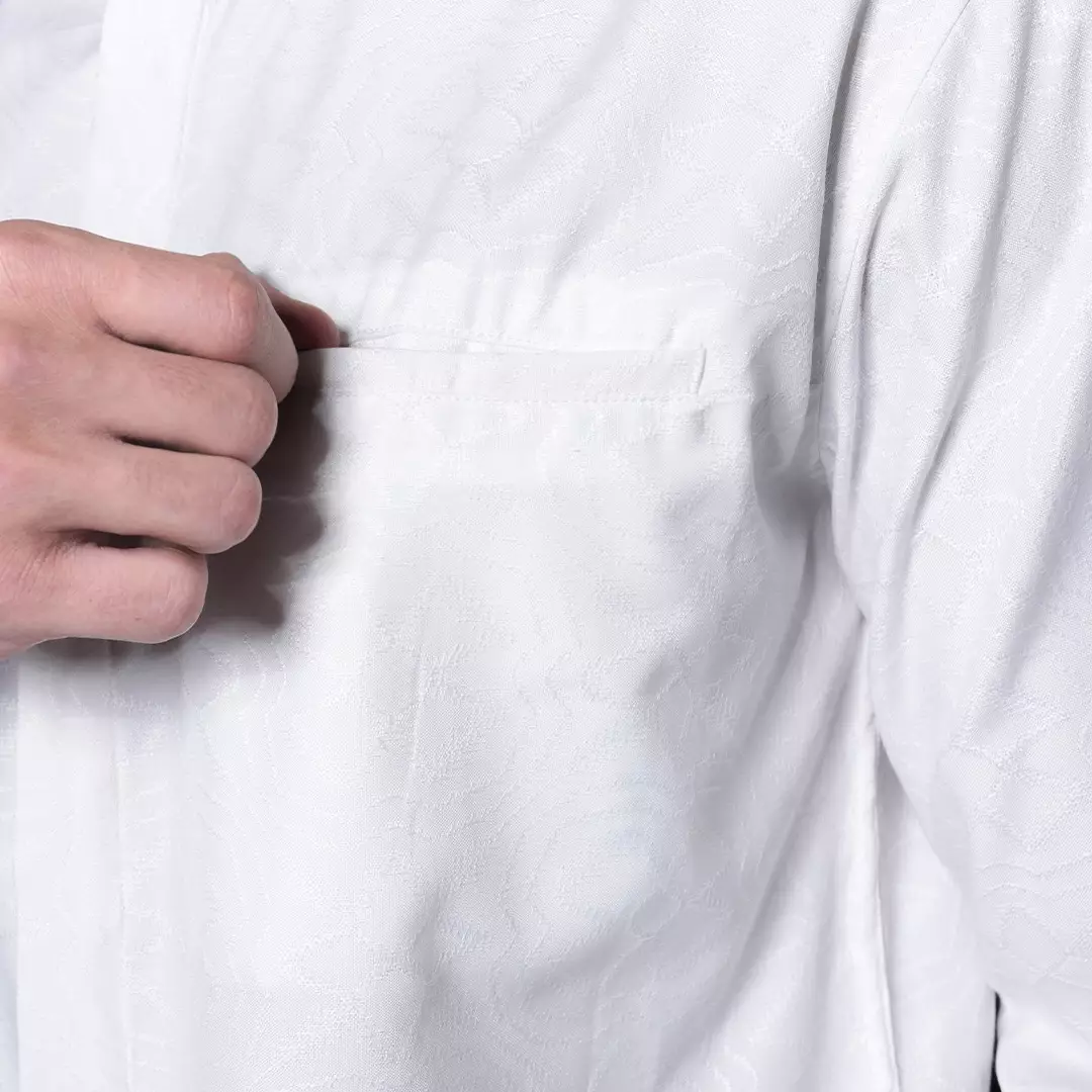 Casella Baju Koko Pria Lengan Panjang Motif Elegan | Baju Koko Yusuf 9995 White