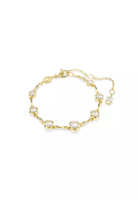Imber Tennis Bracelet, Mixed Round Cuts, White, Gold-tone Plated