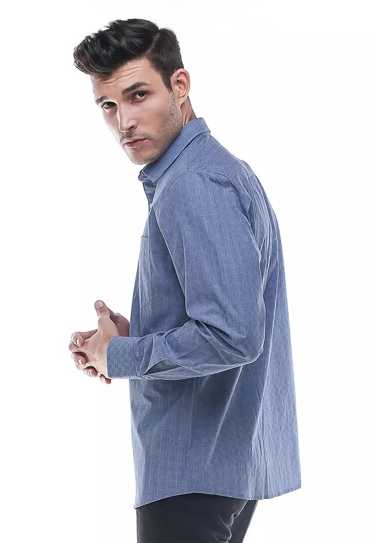 Johnwin - Kemeja Formal - Kemeja Pria - Kemeja Lengan Panjang - Navy Blue - FSH.650.K232.573.C L/S
