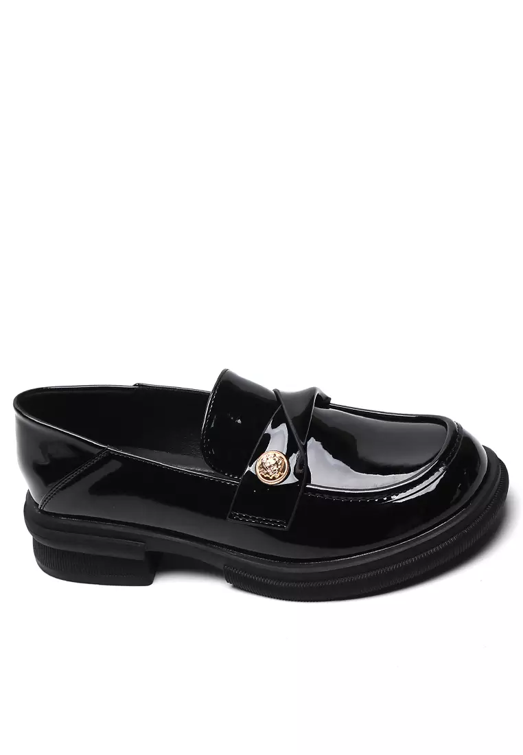 Discount on Twenty Eight Shoes  shoes - SKU: 3.5cm Pleated Strap Faux Patent Leather Loafers Ww105-16