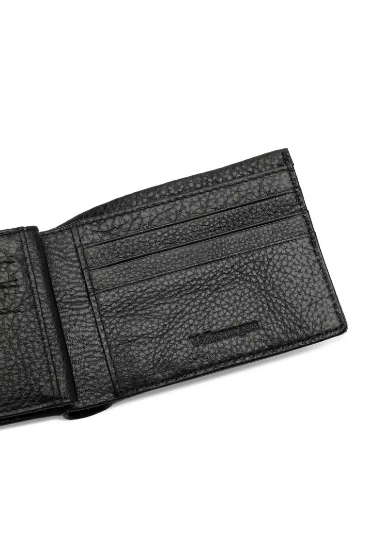 Men's RFID Bi Fold Genuine Leather Center Flap Short Wallet
