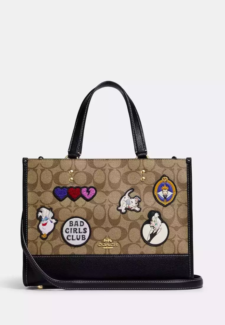 Disney X Coach Dempsey Carryall Bag In Signature Canvas With Patches Khaki Multi